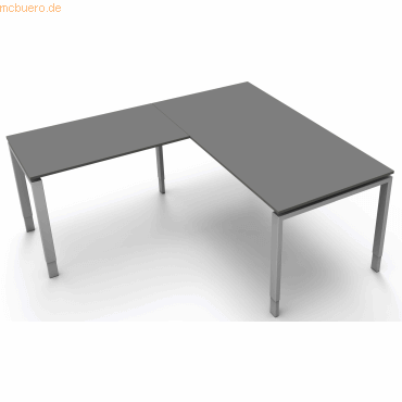 4044917436411 - Schreibtisch Form5 160 160x80x68-82cm   Anbau 100x60cm grafit