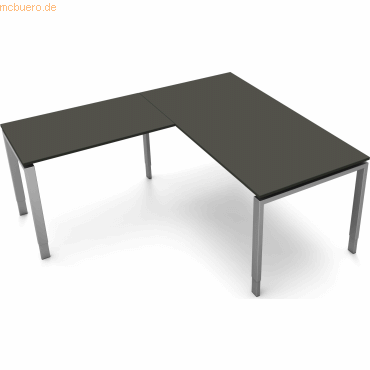 4044917436435 - Schreibtisch Form5 160 160x80x68-82cm   Anbau 100x60cm anthra