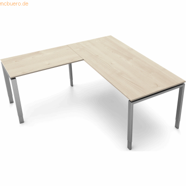 4044917436466 - Schreibtisch Form5 180 180x80x68-82cm   Anbau 100x60cm ahorn