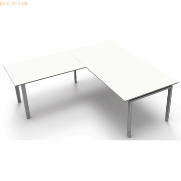 4044917436503 - Schreibtisch Form5 200 200x100x68-82cm   Anbau 120x80cm weiß
