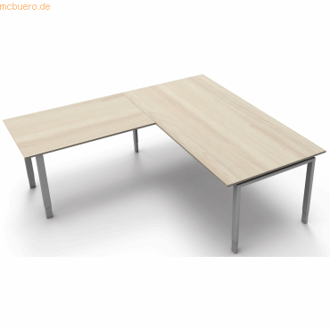 4044917436510 - Schreibtisch Form5 200 200x100x68-82cm   Anbau 120x80cm ahorn