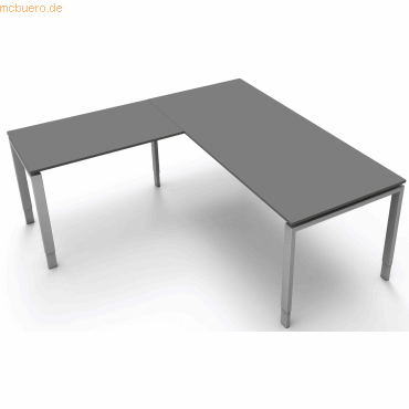 4044917436473 - Schreibtisch Form5 180 180x80x68-82cm   Anbau 100x60cm grafit