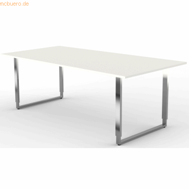 4044917432550 - Konferenztisch Yukon   manuell höhenverstellbar 68-82cm (H) 200x100cm (BxT) 6 Personen rechteckig weiß   silber 40449174325 4044917432550 - Konferenztisch Yukon   manuell höhenverstellbar 68-82cm (H) 200x100cm (BxT) 6 Personen rechteckig weiß   silber 40449174325