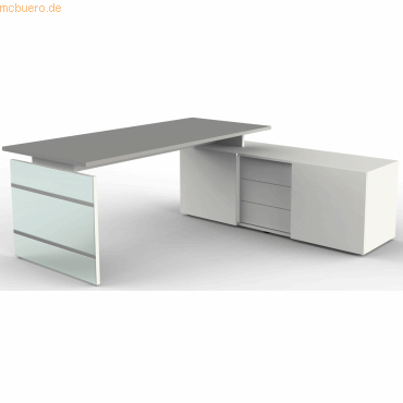 4044917430464 - Komplettarbeitsplatz Lugano Glas Tisch Sideboard grafit 4044917430464 - Komplettarbeitsplatz Lugano Glas Tisch Sideboard grafit