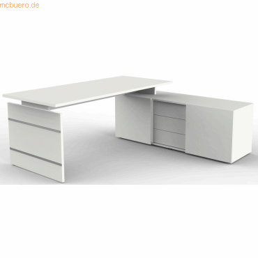 4044917427747 - Form 4 Eckschreibtisch Ecke Weiß Wange 3 Schübe 1950 (B) x 1770 (T) x 740 (H) mm 4044917427747 - Form 4 Eckschreibtisch Ecke Weiß Wange 3 Schübe 1950 (B) x 1770 (T) x 740 (H) mm