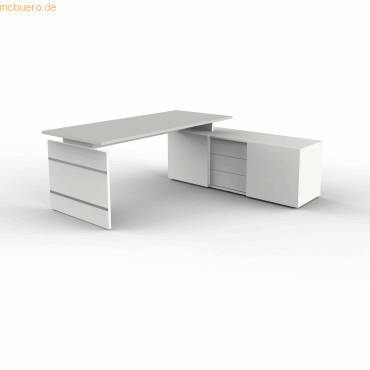 4044917440944 - Form 4 Eckschreibtisch Ecke Hellgrau Wange 3 Schübe 1950 (B) x 1770 (T) x 740 (H) mm 4044917440944 - Form 4 Eckschreibtisch Ecke Hellgrau Wange 3 Schübe 1950 (B) x 1770 (T) x 740 (H) mm