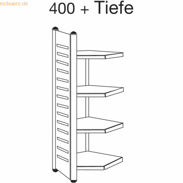 Kerkmann Design-Regal M2 Eckfeld BXHxT 400x1800x400mm 4 Böden alusilbe