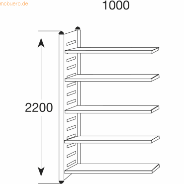 Kerkmann Design-Regal M2 Regalfeld BXHxT 1000x2200x600mm 5 Böden alusi