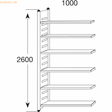 4044917182509 - Design-Regal M2 Regalfeld BXHxT 1000x2600x500mm 6 Böden alusi