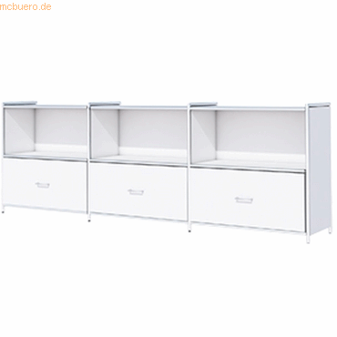 4044917429529 - Sideboard Toledo mit Sichtrückwand 3 Schübe 3 Fächer 2 OH B 2360 x T 380 mm weiß