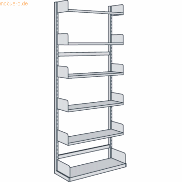 Kerkmann Bibliotheks-Regal Univers einseitig Grundfeld 100x50x225cm mi