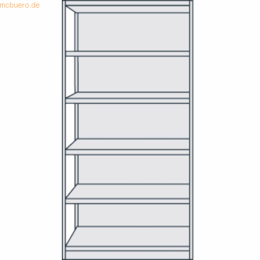 4044917337008 - - Steckregal mit Rückwand Grundfeld 6 Fachböden 5 oh BxTxH 960x600x1900 mm lichtgrau