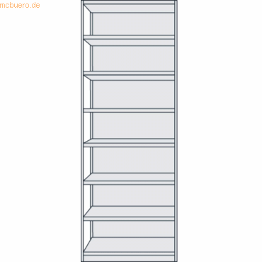 4044917337206 - - Steckregal mit Rückwand Grundfeld 8 Fachböden 7 oh BxTxH 960x600x2600 mm lichtgrau