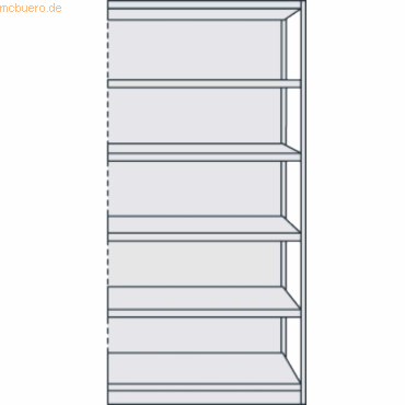 4044917341807 - - Steckregal mit Rückwand Anbaufeld 6 Fachböden 5 oh BxTxH 960x600x1900 mm lichtgrau