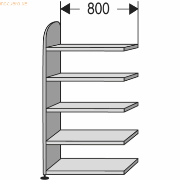 Kerkmann Regalfeld Büroregal Dante BXHxT 800x1900x325mm weiß 5 Böden