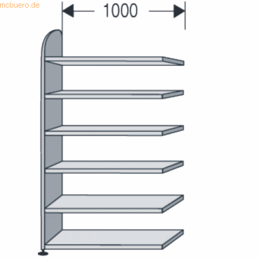 Kerkmann Büroregal Dante Regalfeld 6 OH 6 Böden 100x32,5x225cm mit Rüc