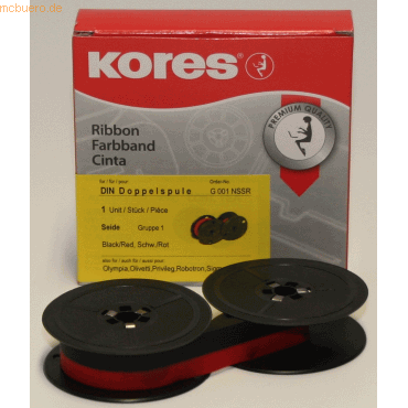 Kores Farbband DIN Doppelspule 13mm/10m Seide schwarz/rot