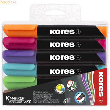 Kores Permanentmarker XP2 3-5mm Keilspitze Set mit 6 Farben