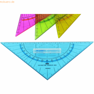 5 x Kum Geometrie-Dreieck 464 22cm farbig sortiert