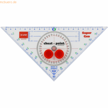 10 x Kum Geometrie-Dreieck mit Vollwinkelmesser Super Geo 1