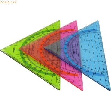 4064900017236 - 15 x Geometrie-Dreieck 262 Pop 16cm farbig sortiert