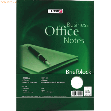 4021666000131 - 5 x Briefblock Office A4 100 Blatt 60 g qm blanko