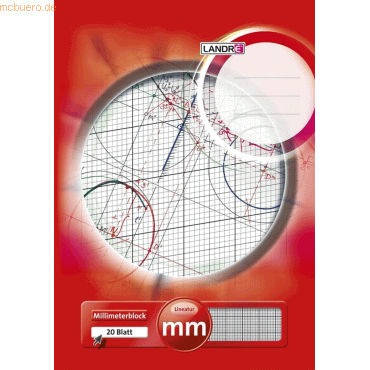 4006144575318 - 10 x Millimeterblock A3 20 Blatt 80 g qm Linienfarbe rot