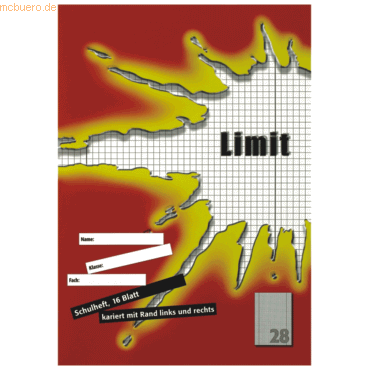 4021666010239 - Limit Schulheft DIN A4 Lineatur 28   5 mm kariert