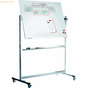 8713797000123 - Whiteboard Professional Mobil 120 x 90cm emailliert Aluminiumrahmen drehbar beidseitig