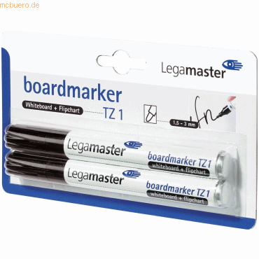 10 x Legamaster Boardmarker TZ 1 nachfüllbar 1,5-3mm schwarz VE=2 Stüc