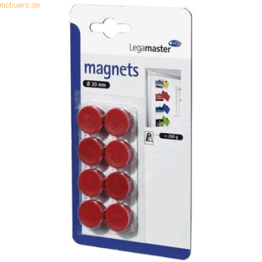 8713797036719 - 10 x Haftmagnet 20 mm 8 Stück rot