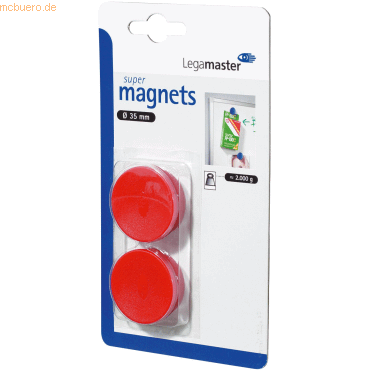 8713797036863 - 10 x Haftmagnet 35mm 2 Stück rot