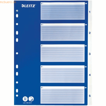 4002432367801 - LEITZ® PP-Register mit blauem Deckblatt Zahlen 1-5