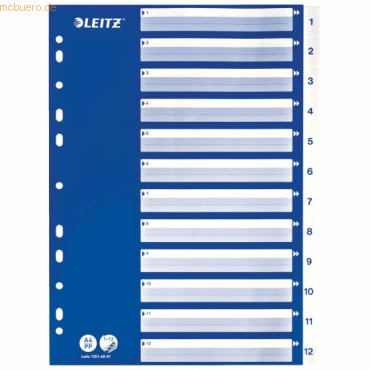 4002432367818 - LEITZ® PP-Register mit blauem Deckblatt Zahlen 1-12