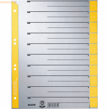 4 x Leitz Trennblätter A4 Taben farbig gelb 230g/qm VE=25 Stück