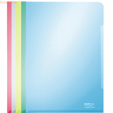 100 x Leitz Sichthülle A4 PVC 150my farbig sortiert