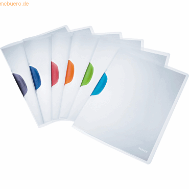 6 x Leitz Cliphefter ColorClip Magic A4 ca. 30 Blatt farbig sortiert