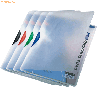 6 x Leitz Cliphefter ColorClip A4 ca. 30 Blatt farbig sortiert
