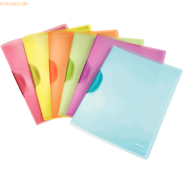 6 x Leitz Cliphefter ColorClip Rainbow A4 ca. 30 Blatt farbig sortiert