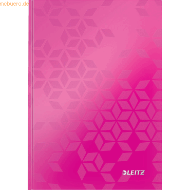 6 x Leitz Notizbuch Wow A5 80 Blatt 90g/qm liniert pink