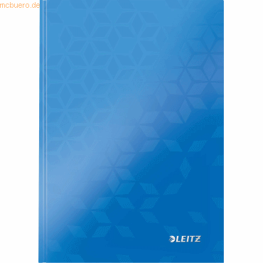 6 x Leitz Notizbuch Wow A5 80 Blatt 90g/qm liniert blau metallic