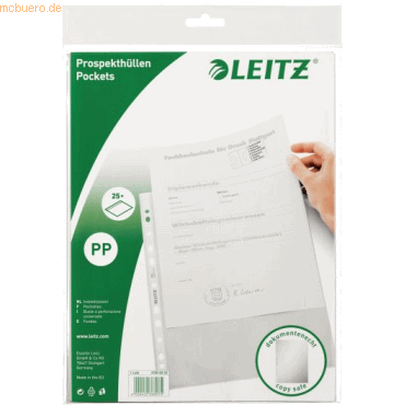 4002432368075 - LEITZ Prospekthüllen 4796 DIN A4 oben offen 25 Stück genarbt transparent 4002432368075 - LEITZ Prospekthüllen 4796 DIN A4 oben offen 25 Stück genarbt transparent