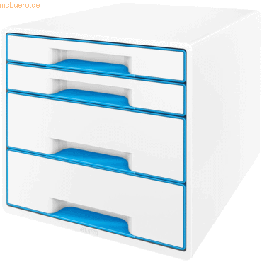 Leitz Schubladenbox Wow Cube 4 Schubladen PS perlweiß/blau