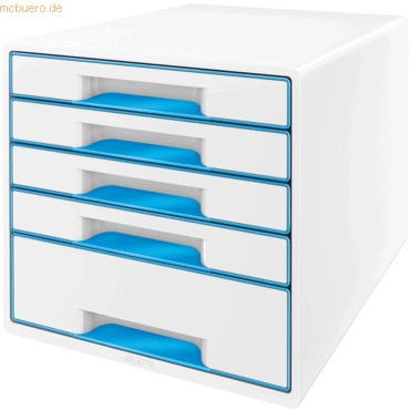 Leitz Schubladenbox Wow Cube 5 Schubladen PS perlweiß/blau