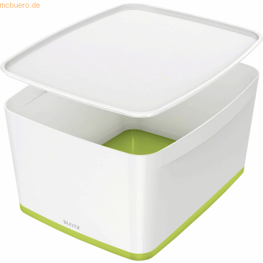 Leitz Aufbewahrungsbox MyBox Wow 18 Liter A4 mit Deckel ABS weiß/grün