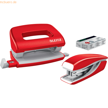 Leitz Schreibtisch-Set Nexxt Wow Heftgerät+Locher rot