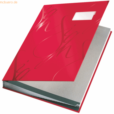 4002432399062 - Unterschriftenmappe Design 5745 A4 Kunststoff rot mit Einsteckschild 18 Fächer