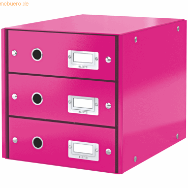 Leitz Schubladenbox 3 Fächer Karton pink