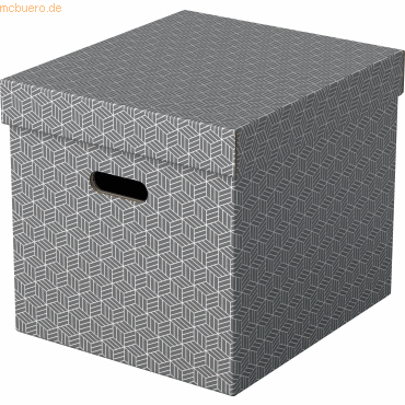 Esselte Aufbewahrungsbox Cube Home mit Deckel Wellpappe VE=3 Stück gra