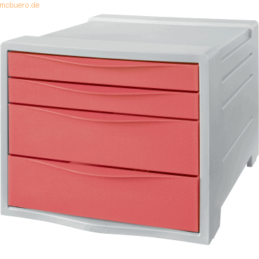 Esselte Schubladenbox Colour’Breeze PS 4 Schubladen hellgrau/koralle